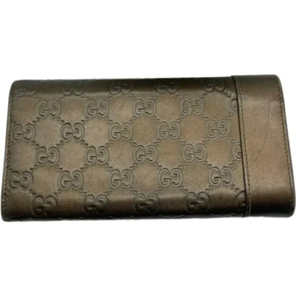 Gucci Wallet Purse Long Wallet Guccissima Brown Gold